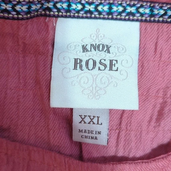 KNOX ROSE Flutter Short Sleeve Textured Tiered A-Line Dress w Pockets Coral XXL - Picture 6 of 8